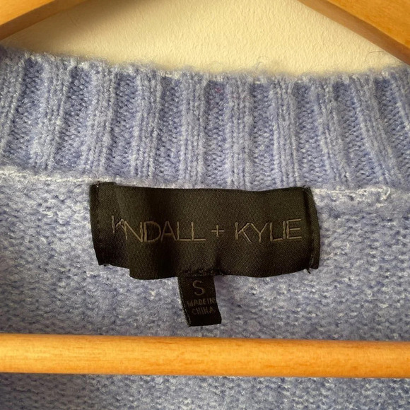 Kendall + Kylie Tie Dye Soft Knit Cropped Cardigan Sweater White Blue Size Small - Picture 6 of 7